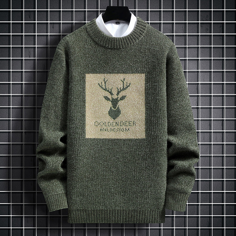 Sweater Men's Winter Cross-border 2024 New Style Knitted Sweater for Male Teenagers Spring and Autumn Middle School Students Warm Clothes Sweater Tide