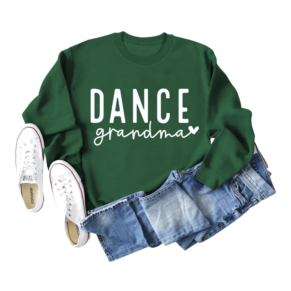 Amazon independent station Dance grandma love letter fashion loose round neck autumn and winter long sleeve sweater women
