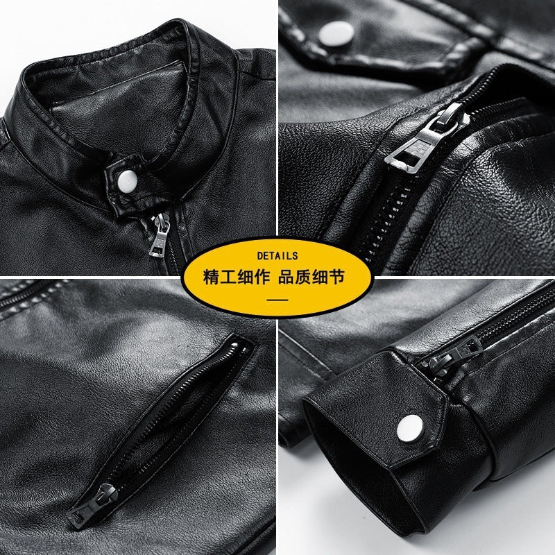 New Leather Jacket Men's Leather Jacket Single Casual Jacket Korean Style Trendy Slim and Handsome Youth Autumn and Winter
