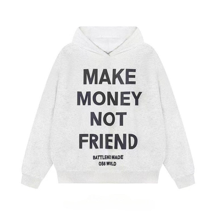 American Street Letter Printed Hooded Sweater Men's and Women's National Fashion High Street Casual All-Match Autumn High Street Hoodie Top