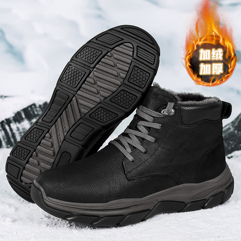 Northeast Snow Boots Outdoor Fashion Leisure Sports Lock Warm Men's Shoes Cushioning Shock Absorbing Wear-resistant Antifreeze Cotton Boots for Men