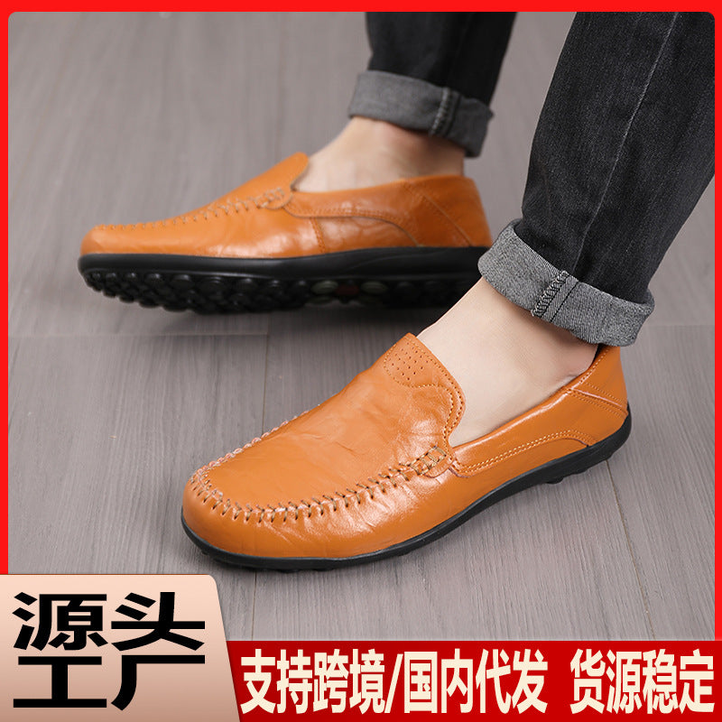 Men's Leather Shoes, Slip-On Loafers, Driving Shoes, Soft Surface, Men's Casual Leather Shoes, Non-Slip and Wear-Resistant