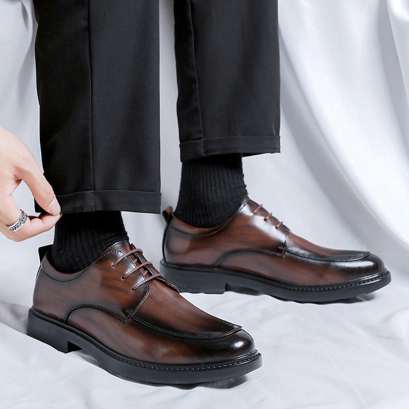 Men's Shoes 2023 New Autumn and Winter Casual Leather Shoes with Hidden Height Increase, Men's Formal Business Wedding Groom Shoes 9350-R