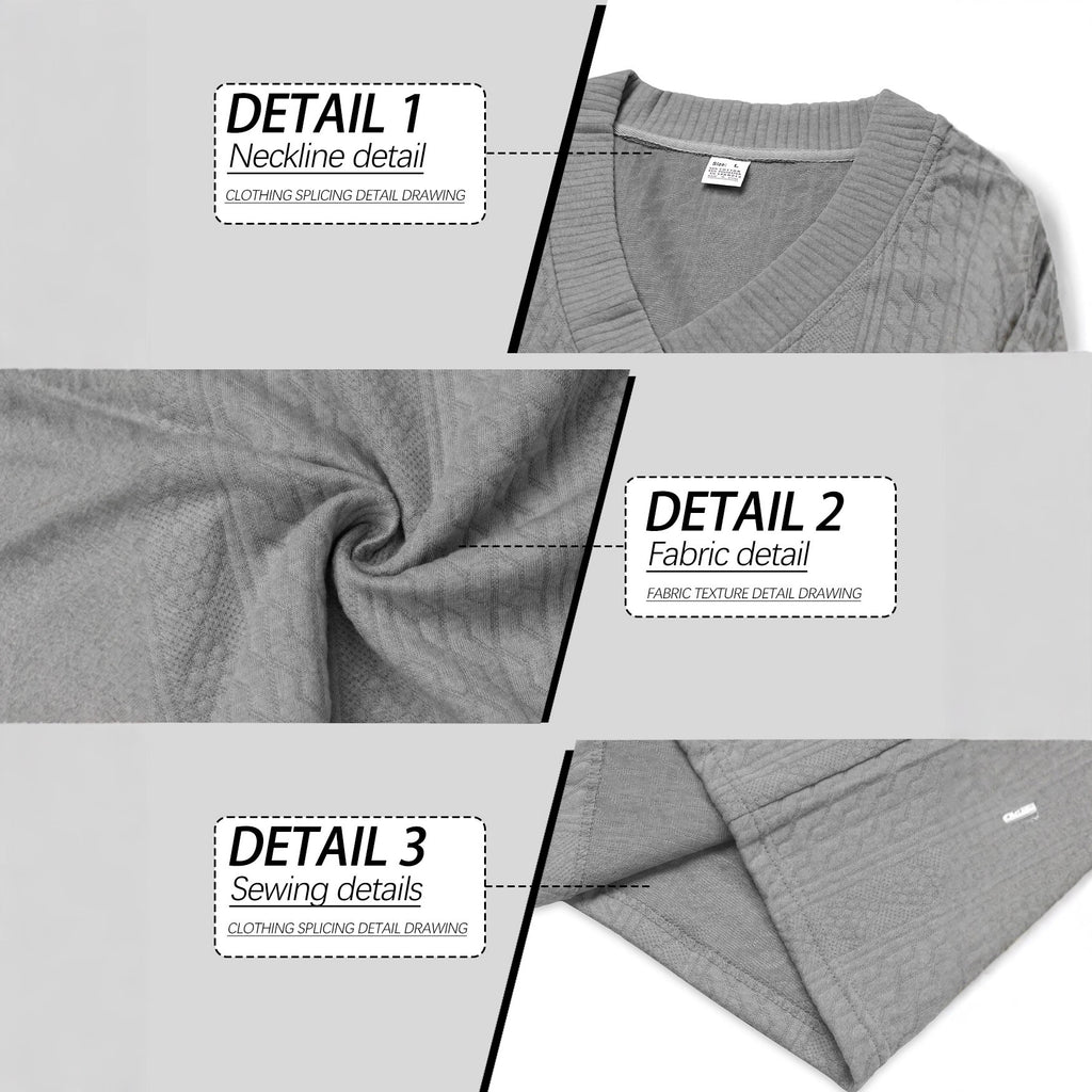 Amazon Cross-Border European and American Spring and Autumn Men's Jacquard Solid Color Base Shirt Loose Casual V-Neck Long-Sleeve Knit Sweater for Men