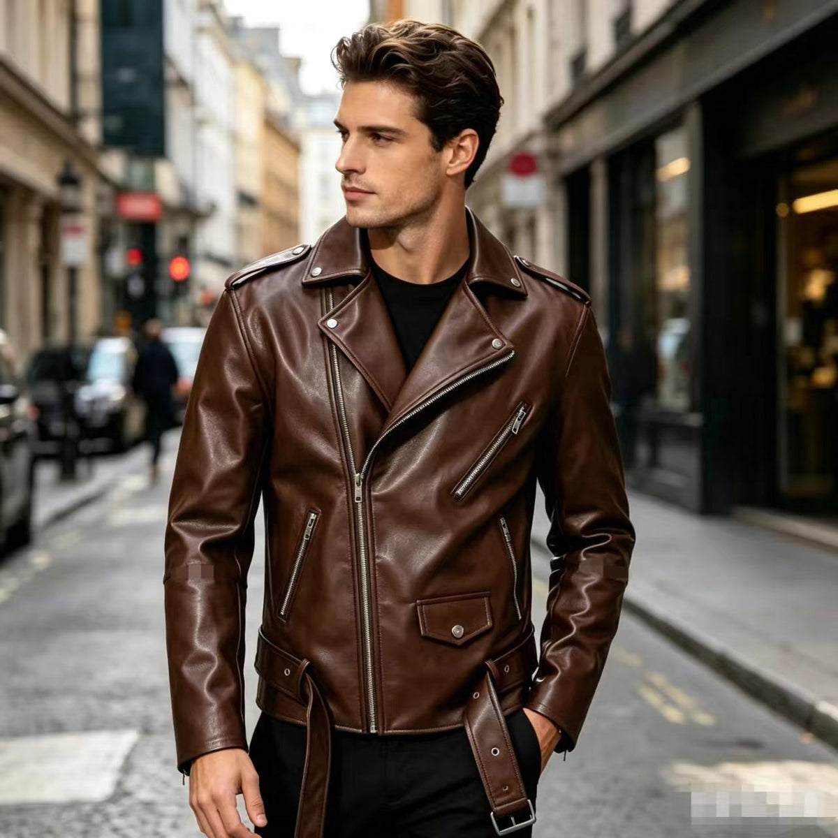 2025 Autumn/Winter New Men's Pu Leather Jacket, Large Size Men's Leather Clothing for Foreign Trade, Aliexpress Amazon Motorcycle Leather Jacket