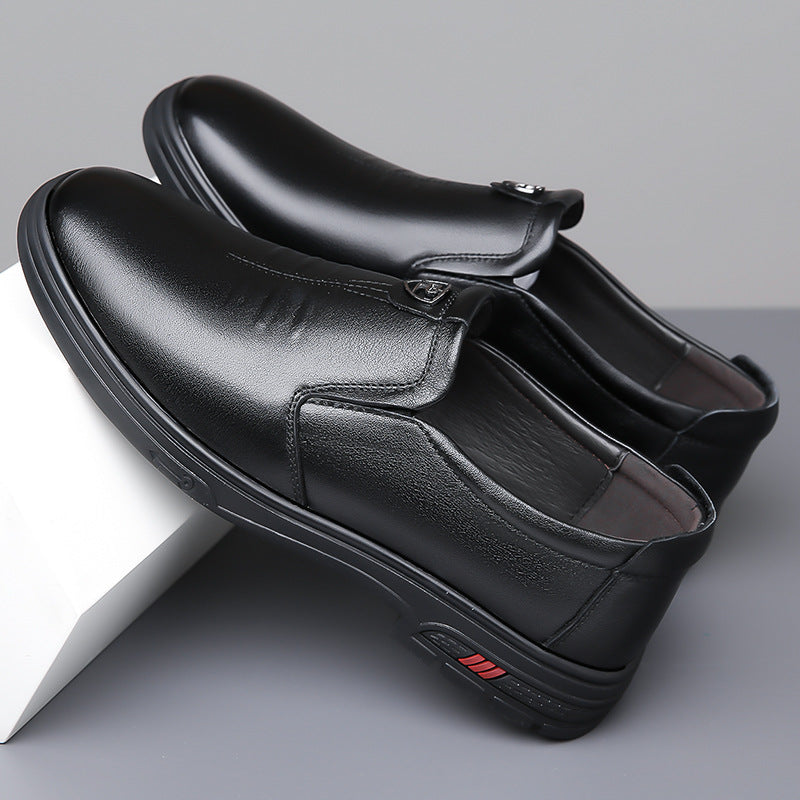 First-Layer Cowhide Loafers for Middle-Aged Men, Slip-On Soft-Soled Leather Shoes, Breathable Business Casual Men's Shoes, Source Factory