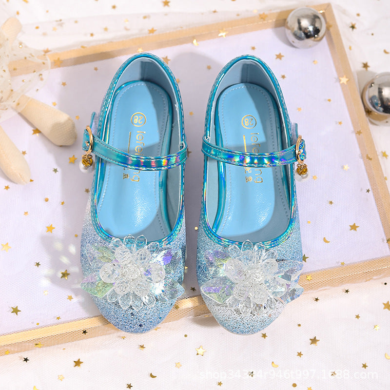 Girls High Heels Aisha Crystal Leather Shoes Girls Show Princess Shoes Spring and Summer New Arrival Girls Rainbow Shoes