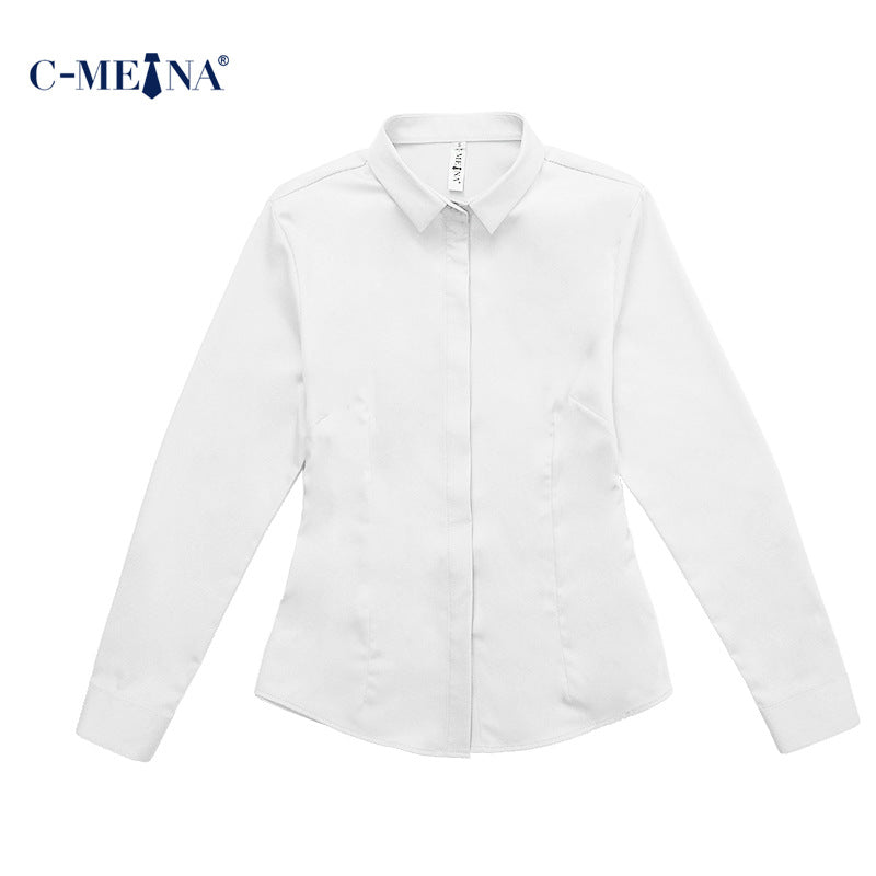 New Women's Clothing Women's Shirts Simple Solid Color Hidden Button Anti-Exposure Niche Style Elegant Commuter Women's Formal Shirts