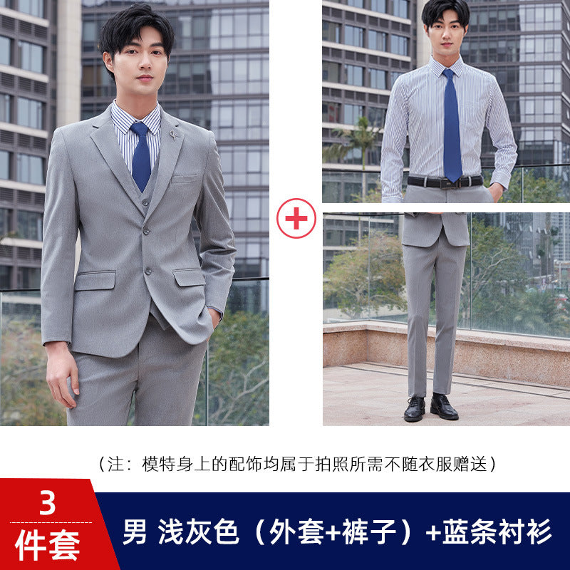 Two-button color spinning four-sided elastic treasure blue teacher suit suit men's and women's same style professional attire 4S shop suit wholesale