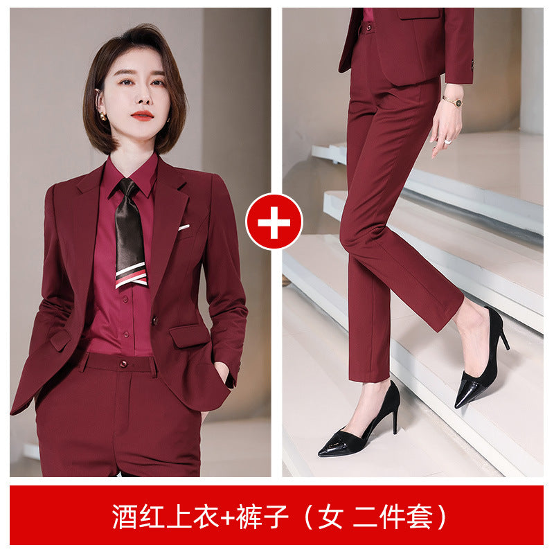 Business Attire for Men and Women, Autumn and Winter Fashionable Slim Business Suits, Women's Four-Piece Vest Formal Suits