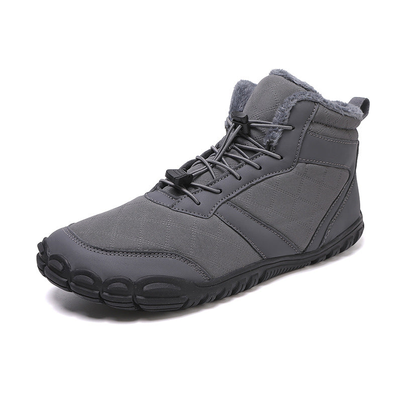 Winter Outdoor Waterproof Cotton Shoes with Velvet and Thickeneding to Keep Men's Hiking Shoes Snow Boots Non-Slip and Wear-Resistant Mid-Calf Cotton Boots