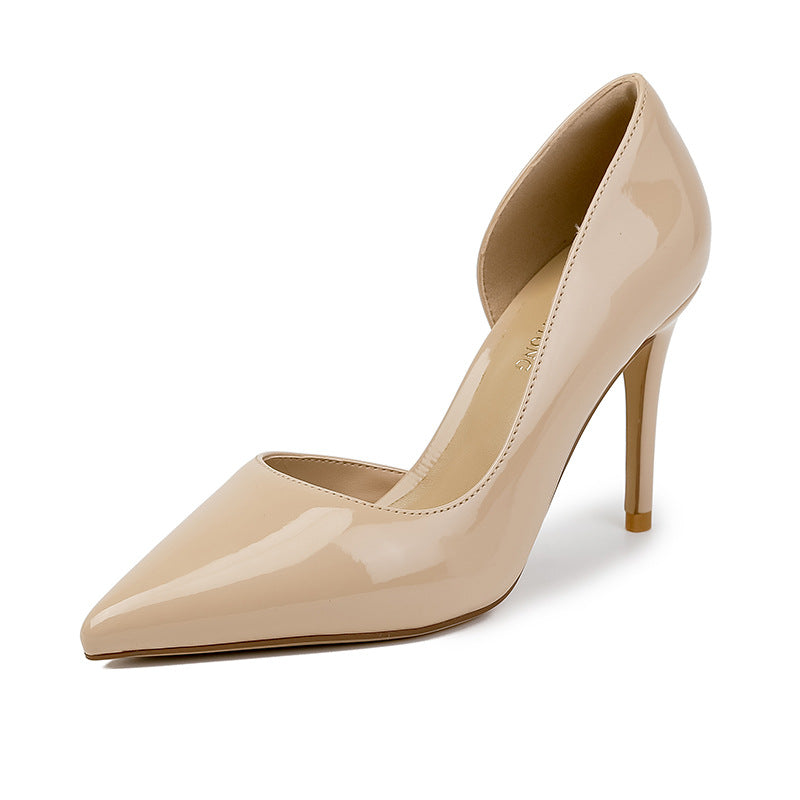 Nude High Heels for Women, High-End 2025 Internet Celebrity Pointed Toe Small Stiletto Heels, Huizhou Women's Shoes, Shallow Breathable Soft Leather Shoes