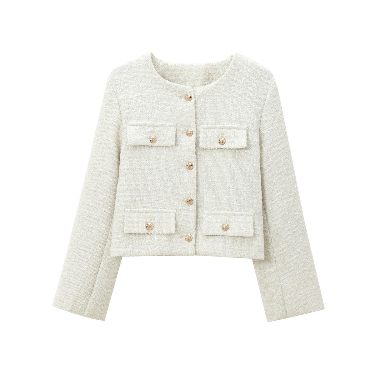 Winter Fashionable Small Fragrance Round Neck Long-Sleeved Buttoned Jacket Cross-Border Amazon Women's Clothing K52521