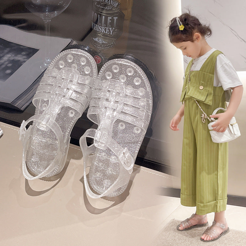 New Cute Children's Garden Shoes Summer Outdoor Sandals PVC Solid Color Princess Bird Nest Shoes Non-slip Slippers