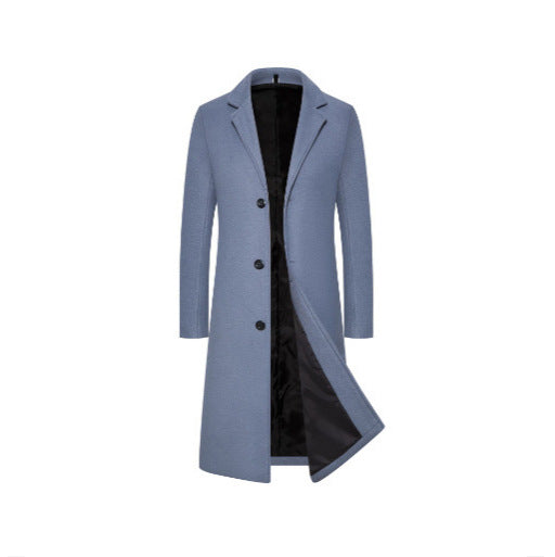 Foreign Trade Cross-border Autumn and Winter Men's Woolen Coat Lengthen Thickened Single-breasted Coat Men's Trendy Coat