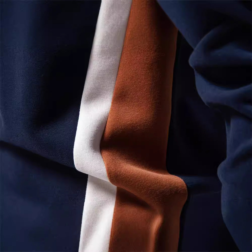 Autumn Sports Men's Long-Sleeved Men's New Splicing Casual Pullover Slim Sweatshirt Round Neck 2024 Cotton