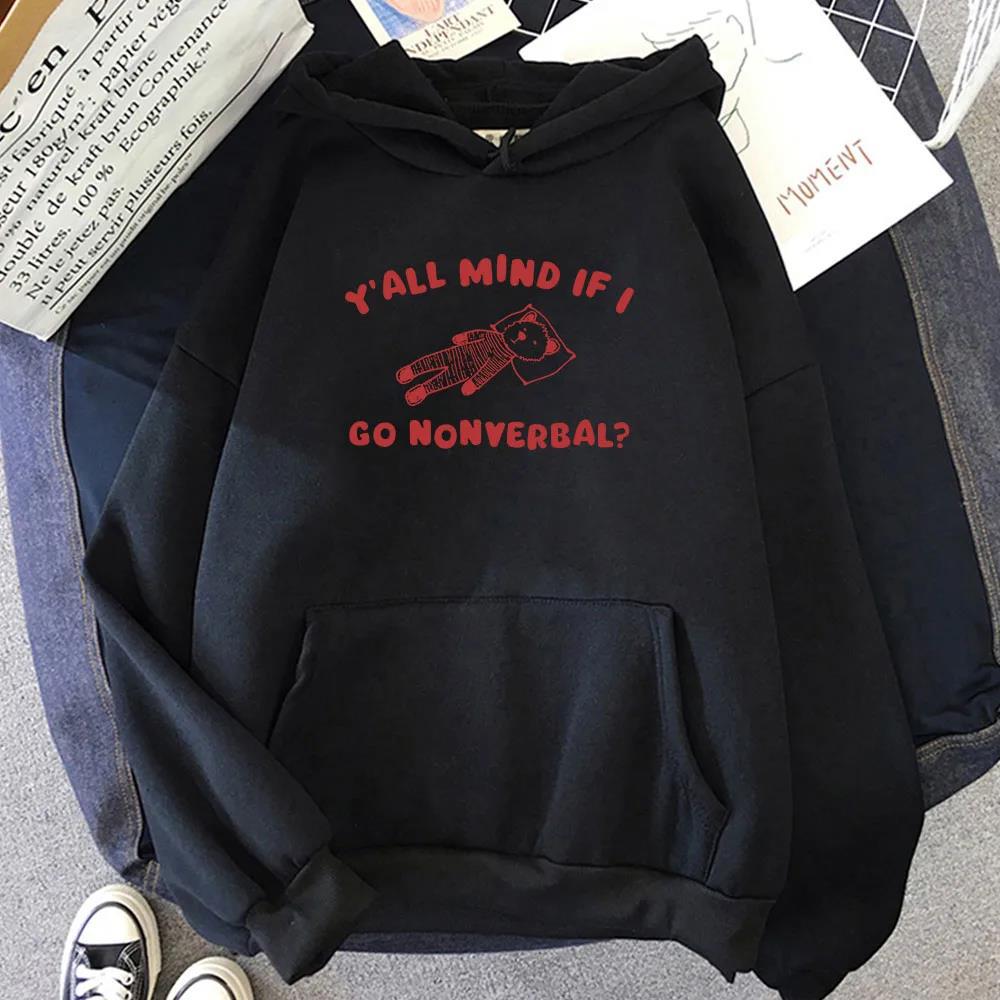 Yall Mind Kawaii Cartoon Graphic Print Hoodies Long Sleeve