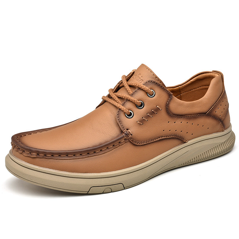 Loafers Men's 2025 New Slip-on Leather Casual Leather Shoes Men's Soft Sole Non-slip Wear-resistant Middle-aged and Elderly Dad's Shoes