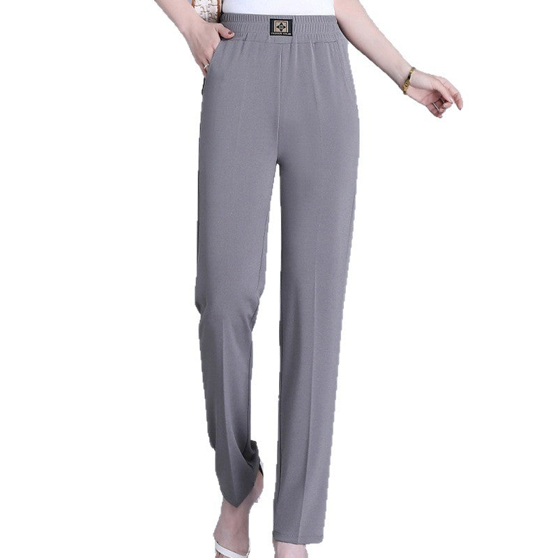 Women's Summer Thin Straight Elastic Elastic Trousers Women's Casual Solid Color Simple Temperament Loose Trousers