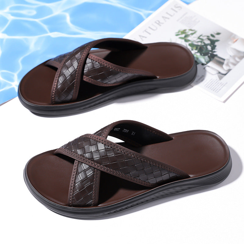 Men's Summer Street Fashion All-match Sandals Thin Bottom Non-slip Comfortable Beach Slippers