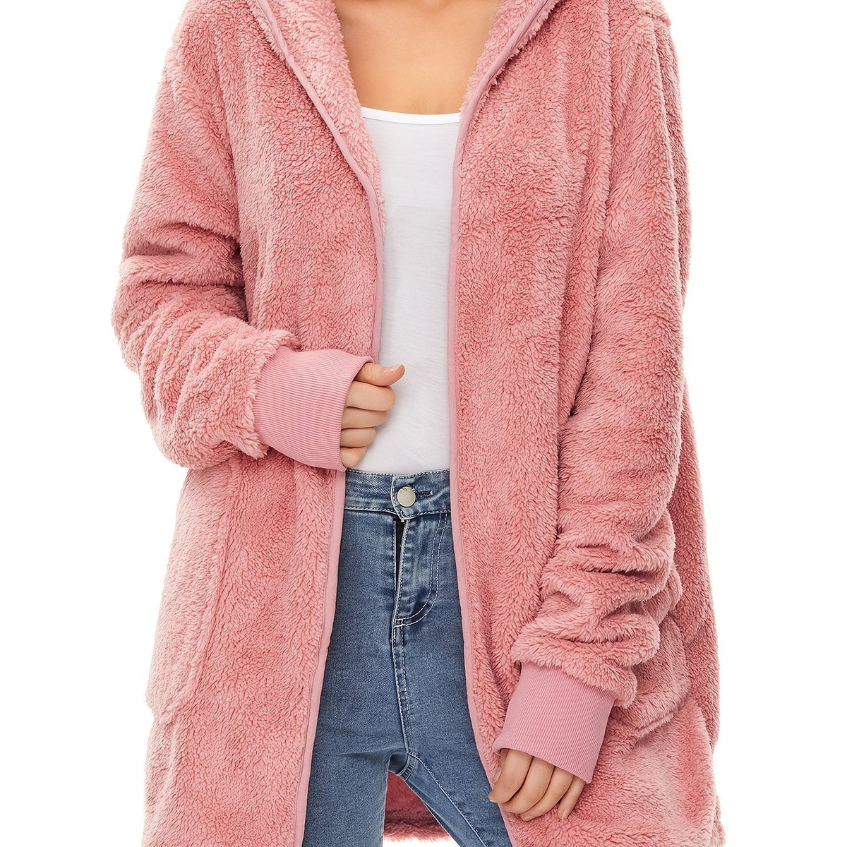 Cozy & Warm Women's Fleece Hoodie - Oversized, Windproof