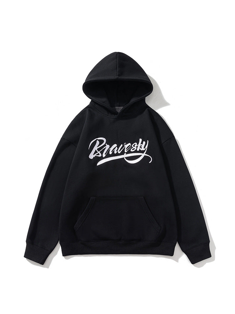 2026 National Trend Fleece-Lined Sweatshirt New Original Design with Embroidery, American Style Hooded Sweatshirt, Autumn and Winter Warm Jacket