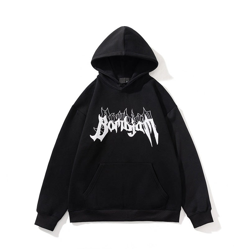 2026 American-Style Heavyweight Fleece-Lined Hooded Sweatshirt for Men, Loose Fit with Embroidered Letters, Couple's Style Embroidered Jacket for Spring and Autumn