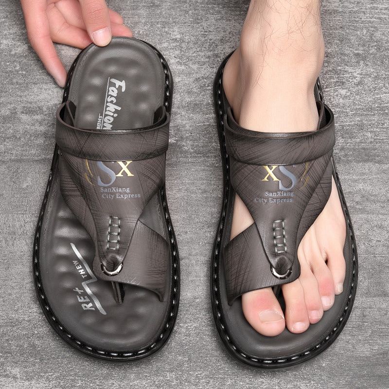 2026 New Men's Sandals for Summer, Trendy Dual-Use Driving Slippers, Men's Gray Beach Sandals