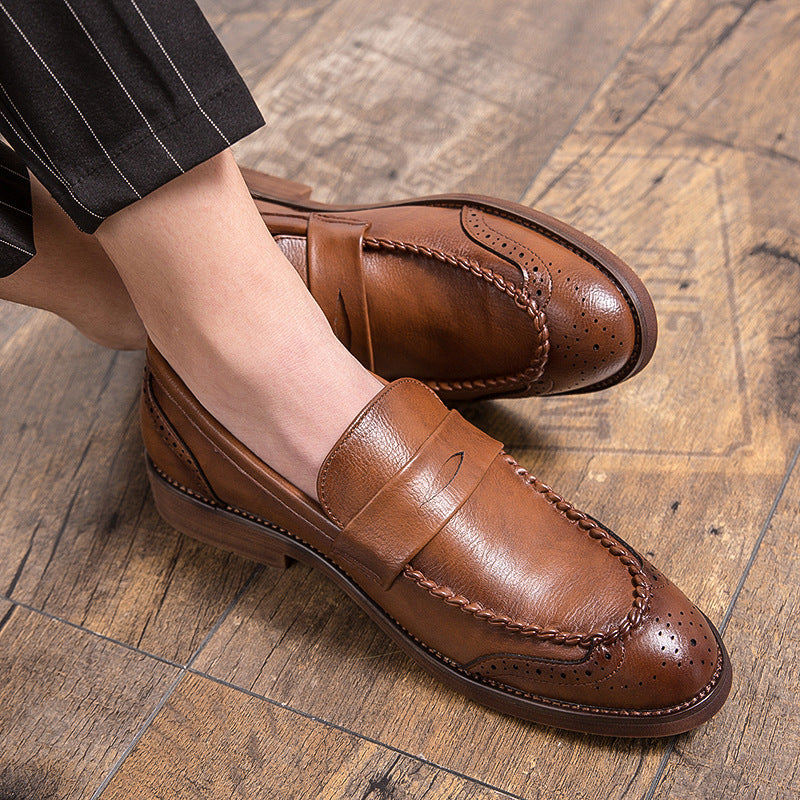 Men's Business Leather Shoes Cross-Border Large Size British Style Casual Shoes Fashionable Men's Slip-On Loafers Trendy Dinner Shoes
