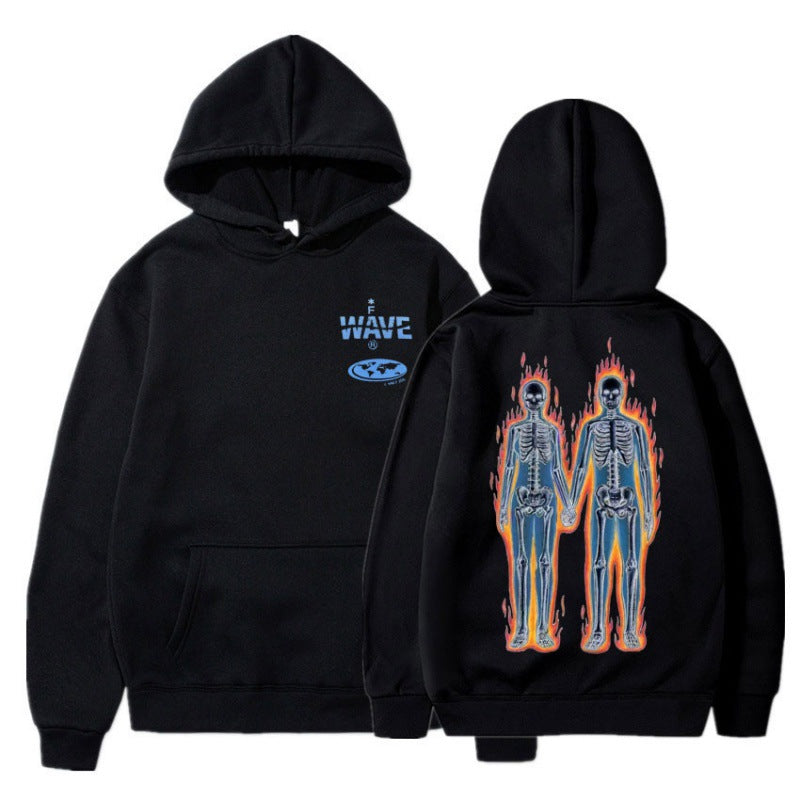 [Cross-border European Code] Skeleton Thermal Imaging Graphic Print Hoodie
