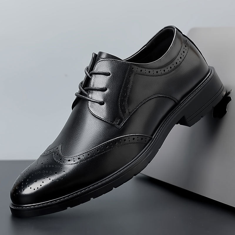 Leather Shoes for Men, Genuine Leather, High-End, Spring Season, Men's Business Formal Wear, Suit Leather Shoes, British Style Wedding Shoes, Brogue Shoes