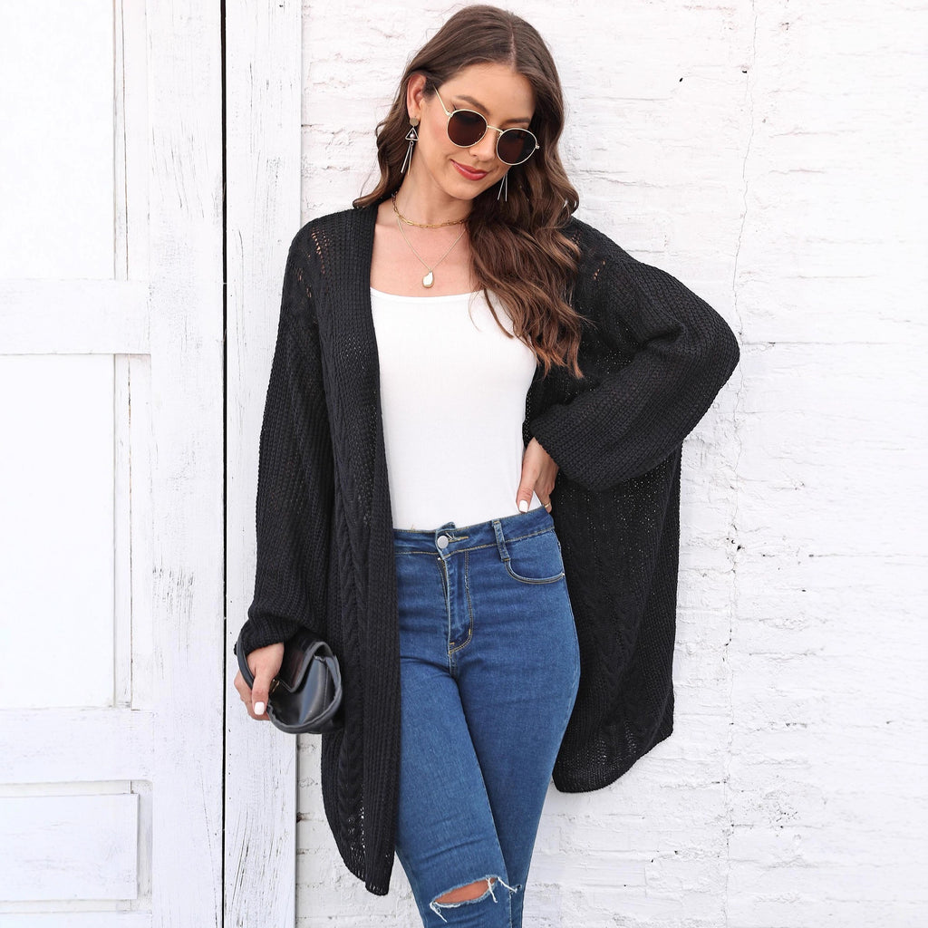Women's Cardigan Air-Conditioning Sweater Cross-Border European and American Fashion Spring and Autumn New Woven Sweater Loose Casual Sweater Coat 641