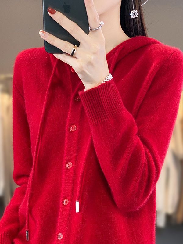 Autumn and winter New hooded cardigan long-sleeved women's hoodie Western style all-match sweater loose outer wear undershirt