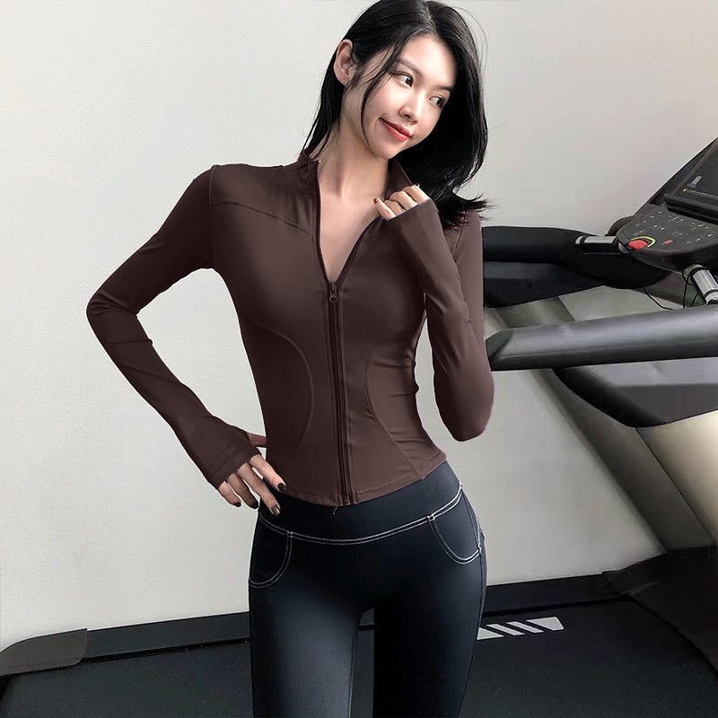 Fitness Training Yoga Clothes for Women, Spring Long-Sleeved, High-Elastic, Quick-Drying, Breathable Sports Jackets, Tight-Fitting, Slimming Fitness Clothes