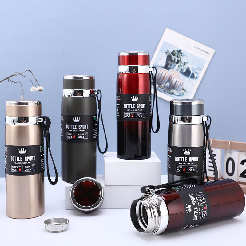 Large-Capacity Sling Pot 316 Stainless Steel Thermos Cup Outdoor Sports Rope Portable Travel Pot Car Water Cup