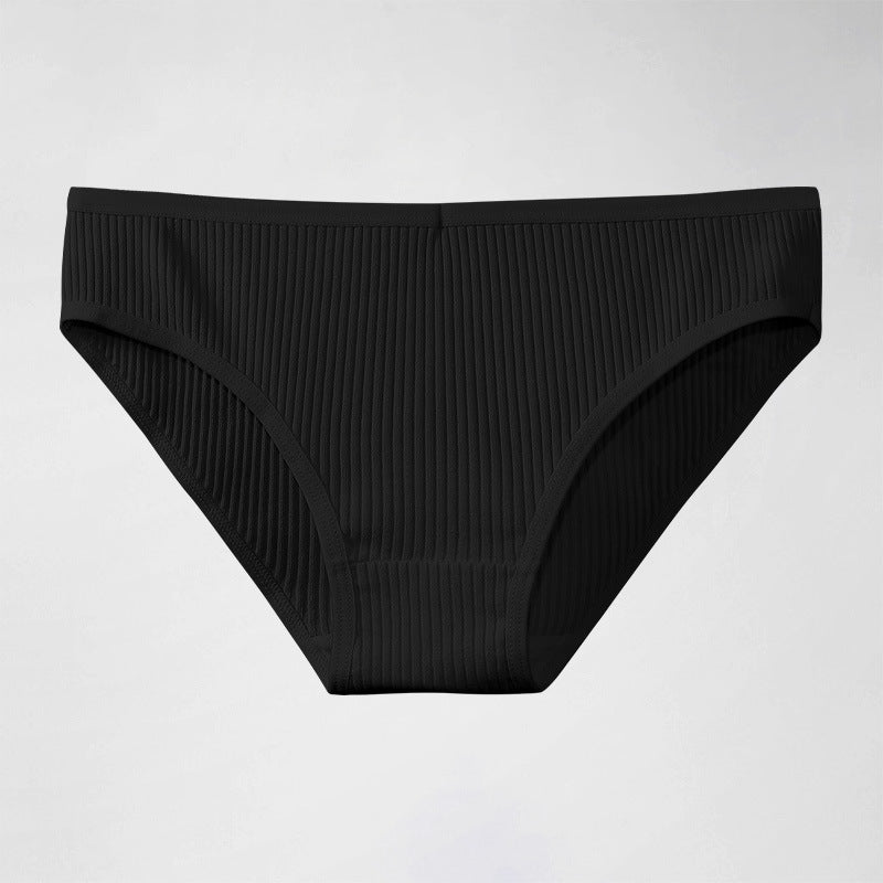 Women's Cotton Underwear Women's Comfortable Breathable Striped 100 Cotton Crotch Briefs Mid-Waist Simple Young Girl's Underwear