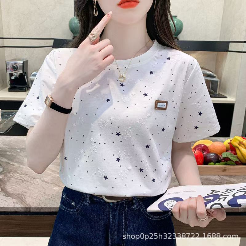Short-Sleeved T-Shirt for Women, White Half-Sleeved T-Shirt, Summer Wear, 2026 New Korean Style Loose Large Size Women's Summer Top