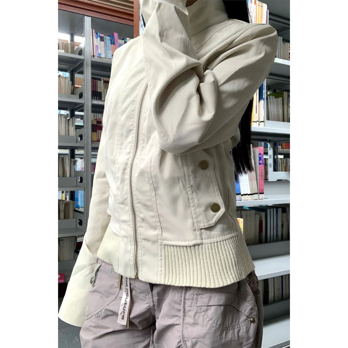 Short Work Jacket Women's Thin Vertical Collar Slim-fit Slimming Spring and Autumn Neutral Jacket Niche Loose Casual Top
