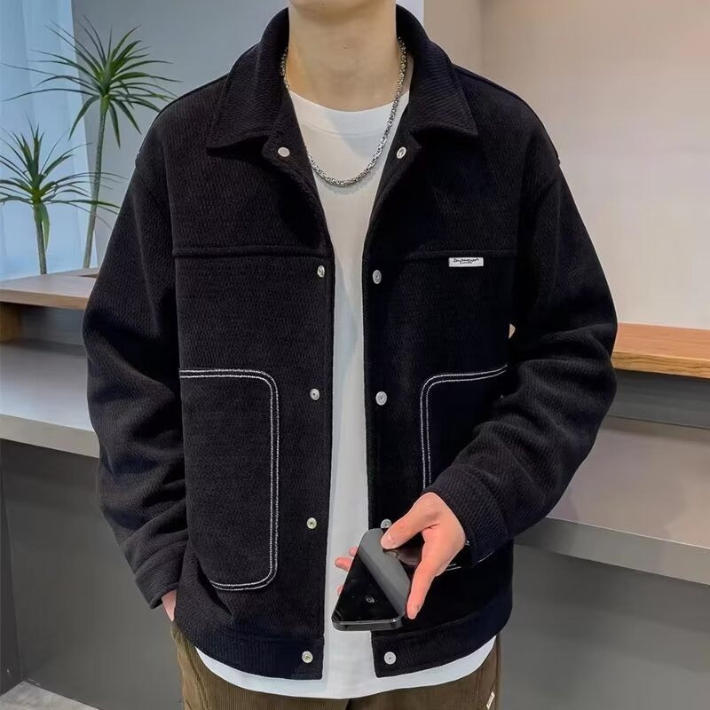 Spring and Autumn 2025 New Men's Jackets Trendy Handsome Versatile Casual Lapel Jackets