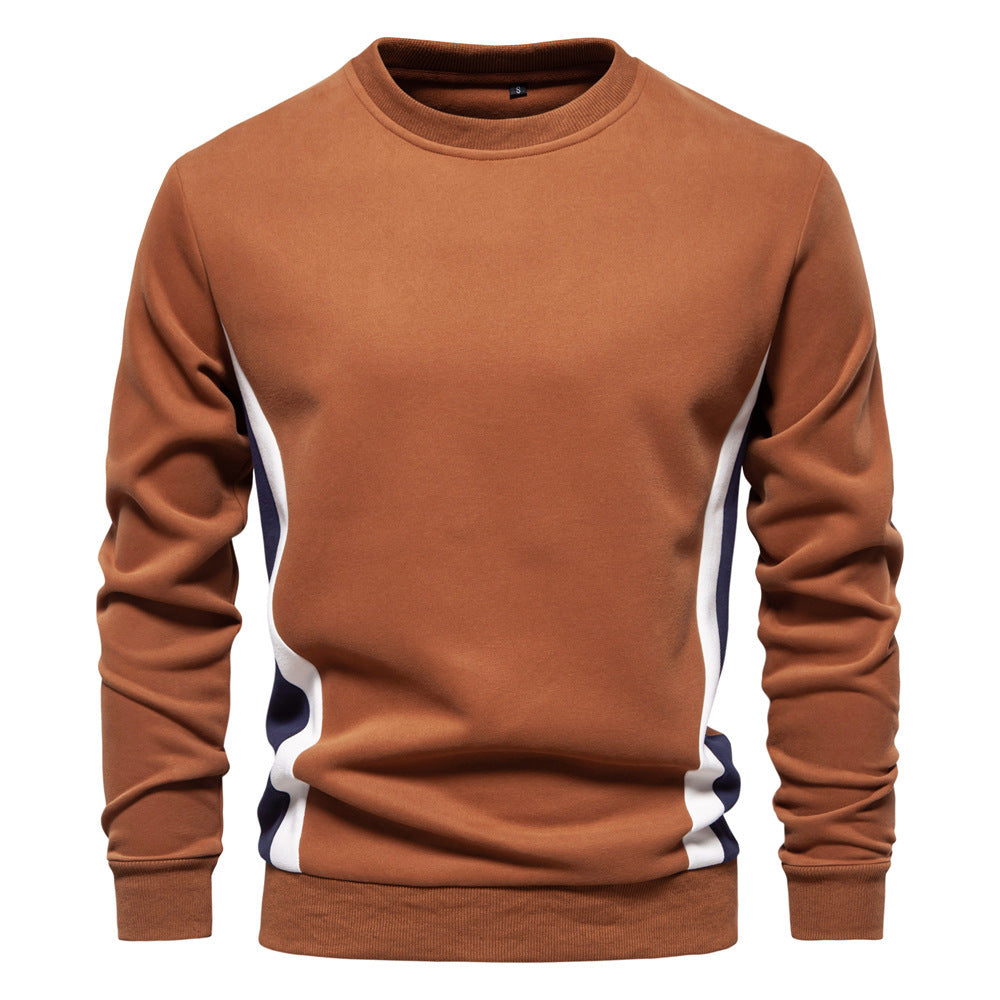 Autumn Sports Men's Long-Sleeved Men's New Splicing Casual Pullover Slim Sweatshirt Round Neck 2024 Cotton
