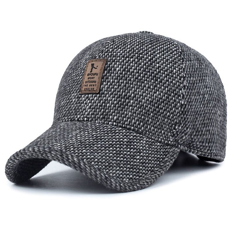 Men's Hats, Baseball Caps, Warm Ear-Protecting Caps, Thickened Casual Hats for Middle-Aged and Elderly, Woolen Light Luxury Style