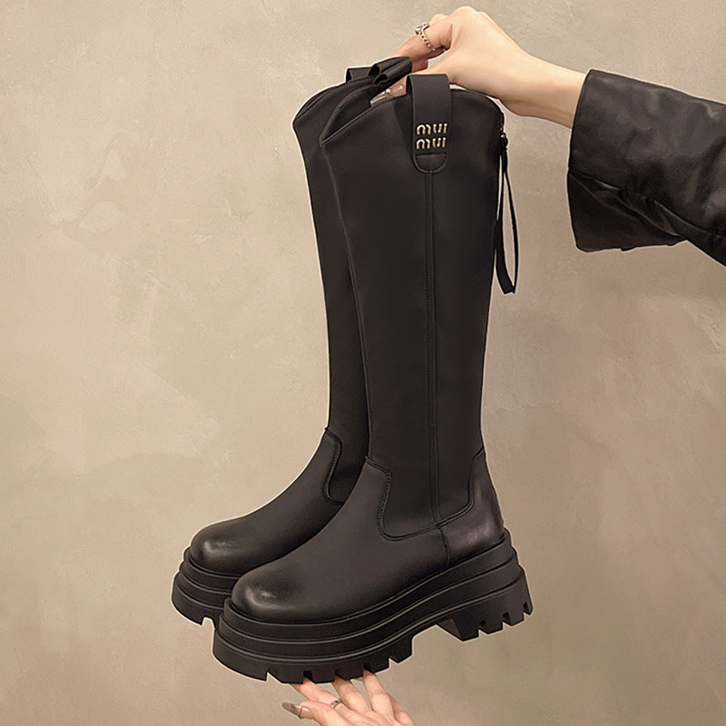 Thick-Soled Over-The-Knee Boots for Women, New Retro Fashion Leather Boots, Elegant Popular Street Fashion Boots, Knight Boots