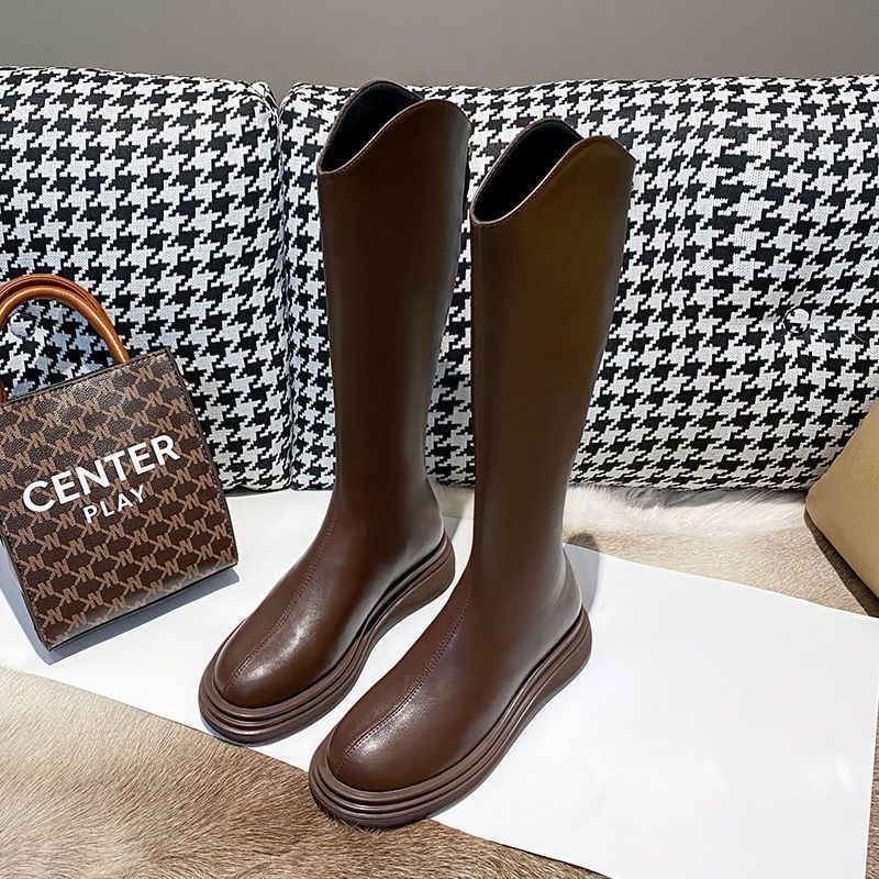 Lightweight Boots for Women 2025 Autumn and Winter New Thick-Soled Small Knee-High Knight Boots Slimming Look Boots High Boots