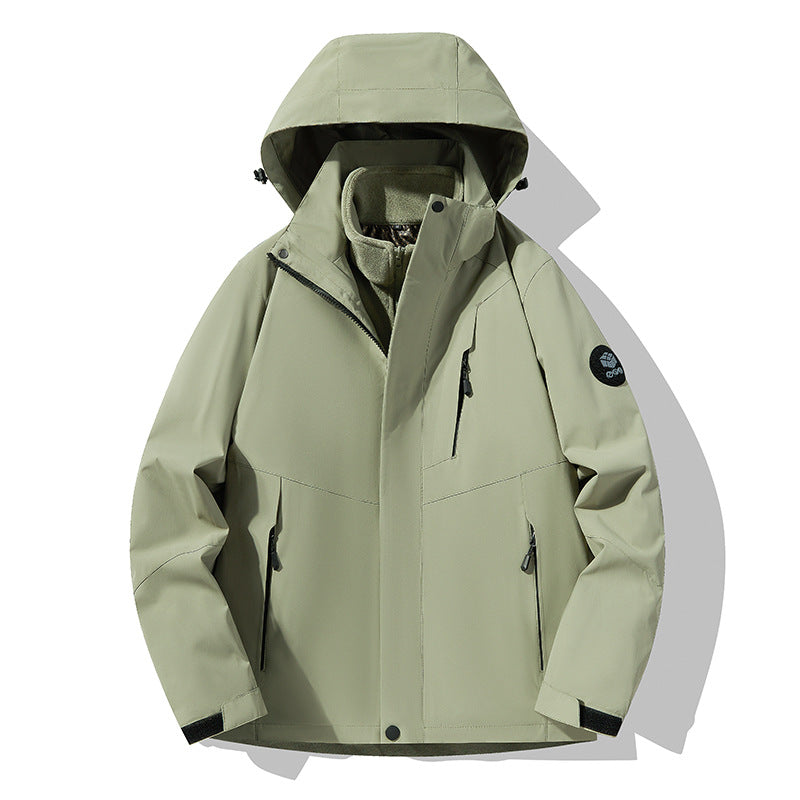 Three-In-One Detachable Autumn and Winter Jacket for Couples, Unisex Windproof and Waterproof Mountaineering Clothing with Fleece Lining