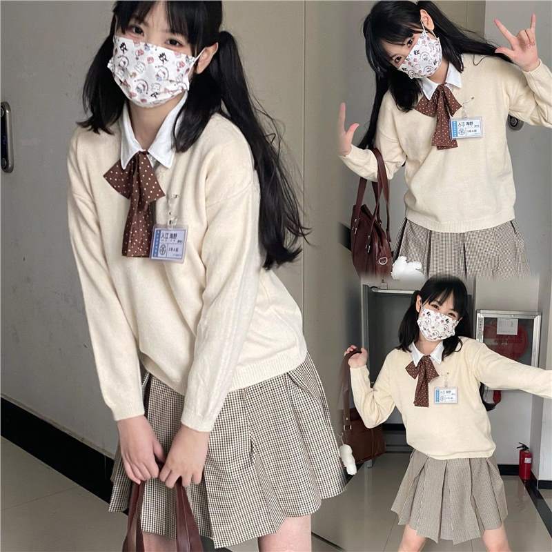 Sweater College Japanese Style JK Uniform Autumn and Winter New School Style All-match Pullover Knitted Long-sleeved Stacked Top for Women