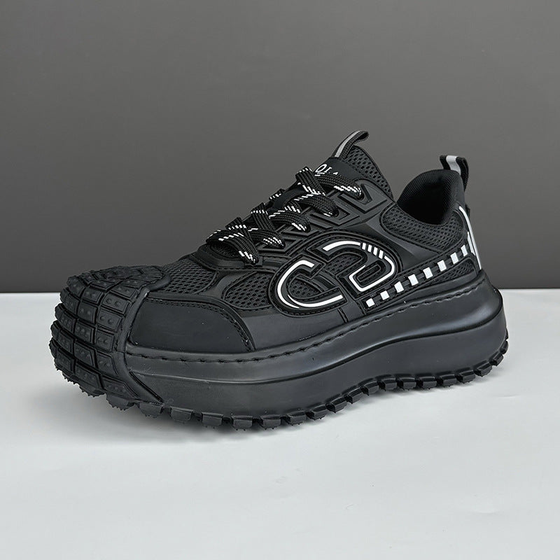 2025 Summer New Men's Shoes Increased Thick Bottom Breathable Mesh Sports Casual Shoes Mecha Style Niche Torre Shoes