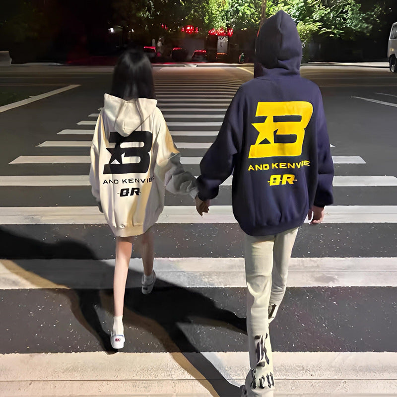 High-End Oversize Tops for Men and Women, Special Couple Wear, Autumn and Winter Velvet Hooded Sweatshirts, Trendy Brand Class Uniforms