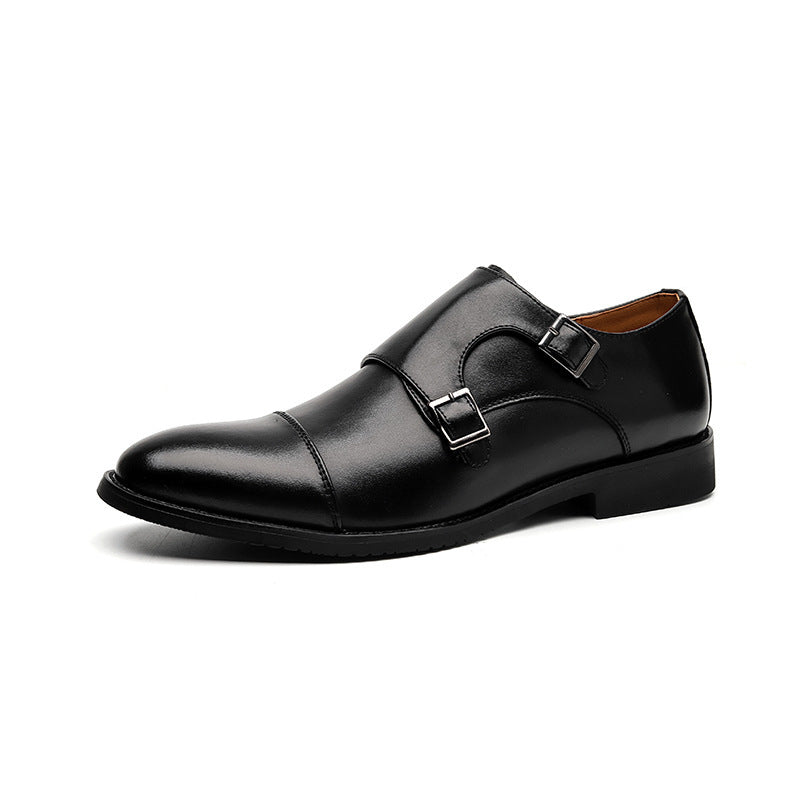 2023 New Style Buckle Business Formal Leather Shoes Men's British Derby Shoes Youth Wedding Shoes 8159-R