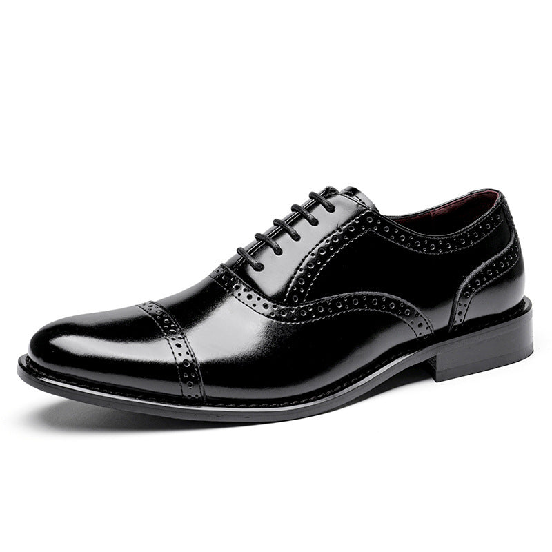 New Brogue Carved Men's Leather Shoes Men's Genuine Leather Business Shoes Casual Formal Wear Three-Joint British Business Style