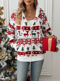 Flash velvet 2023 cross-border autumn and winter new European and American women's Amazon long sleeve cardigan Christmas printed plush coat